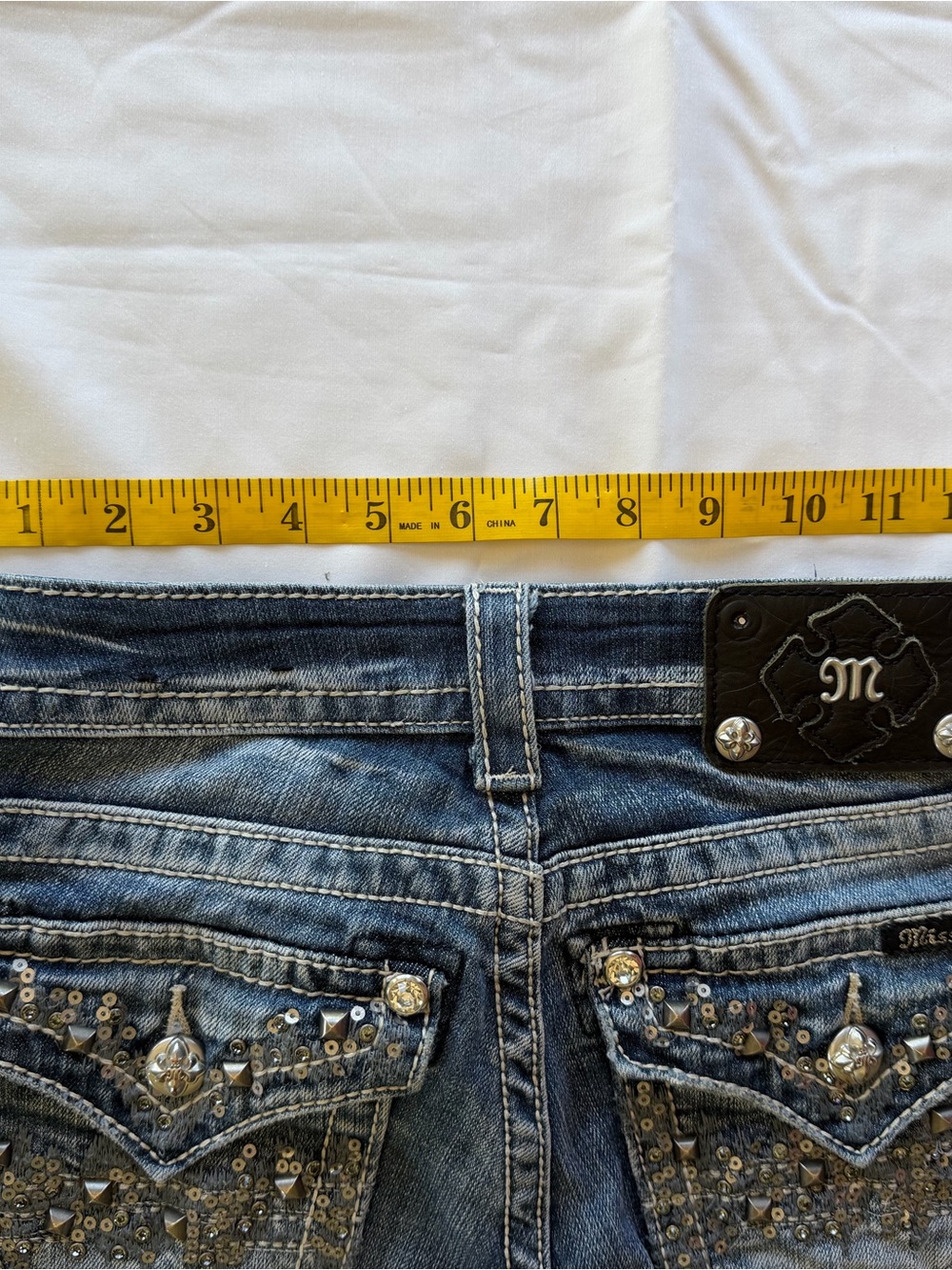 Miss Me Dark Blue Rhinestone Detail Flare Jeans - Picture 5 of 5
